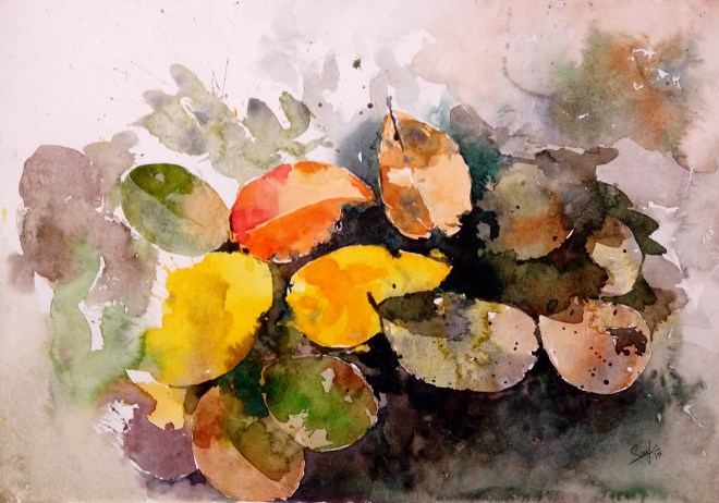 Title: Fallen Leafs 02 (2015) Media: Watercolor on paper Size: 20inx14in