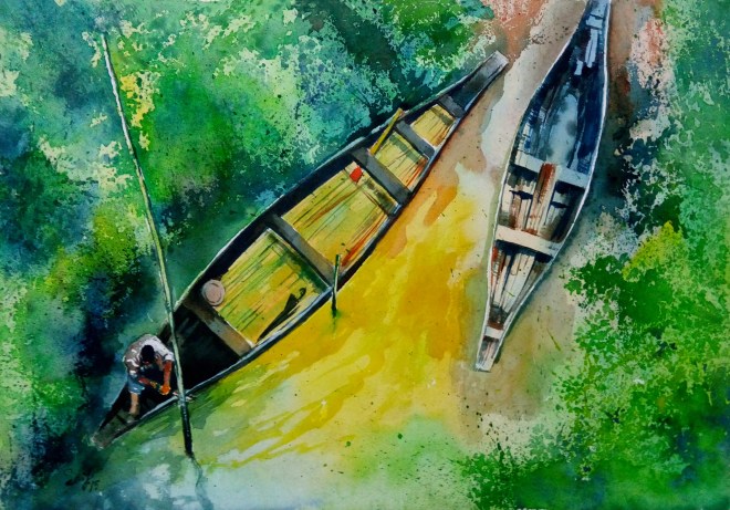 Title: Aquatic 02 (2015) Media: Watercolor on paper Size: 20in x 14in