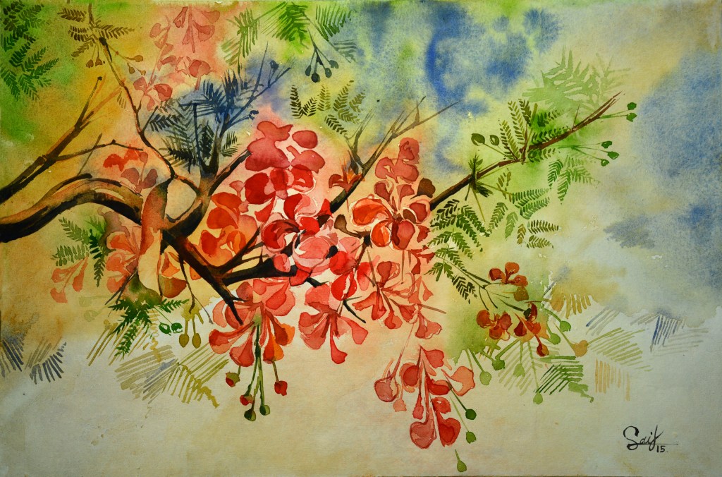 Title: Krinochura Media: Watercolor on paper Size: 14” X 22”