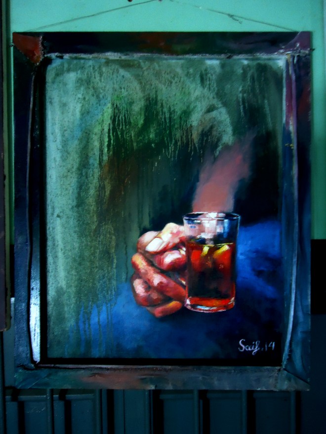 Title: A cup of tea Media: Oil on Canvas Size: 20"/24"